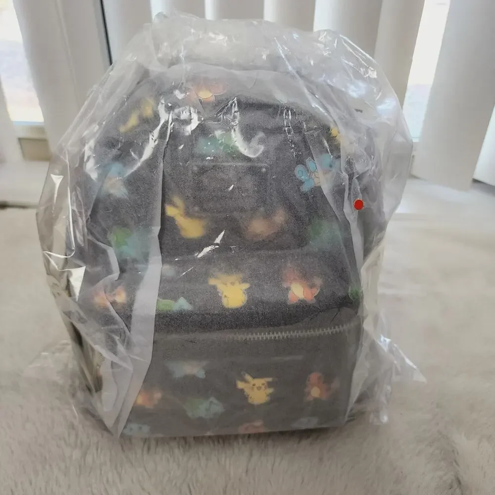 Loungefly Pokemon Starters Exclusive Mini Backpack Black NWT Bulbasaur Squirtle